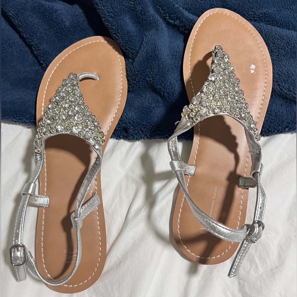 INC International Concepts Silver and Tan Sandals